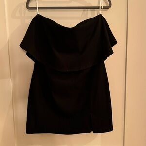 Black strapless ruffle mini dress.  Size small